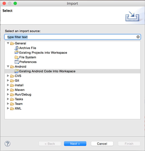 EclipseImportExistingAndroidCode